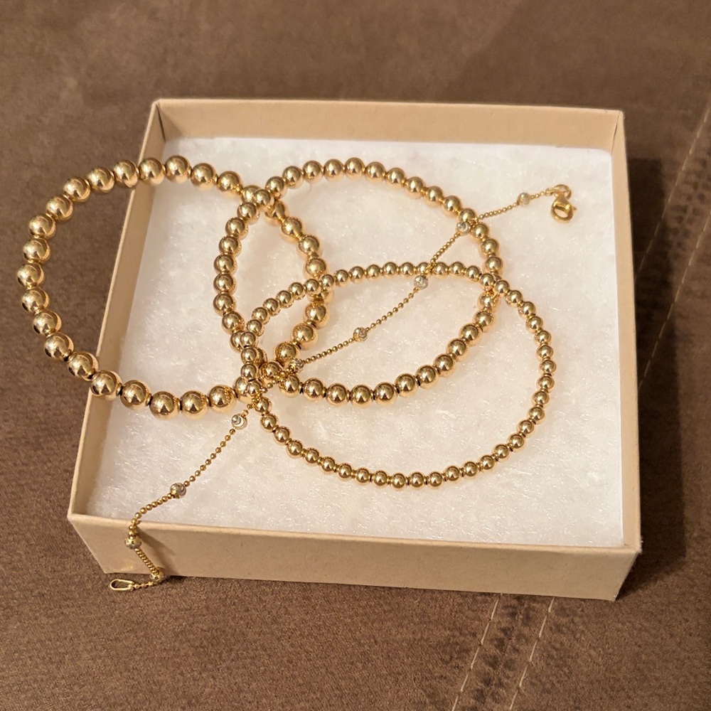 Chic Gold Beaded Bracelet Trio